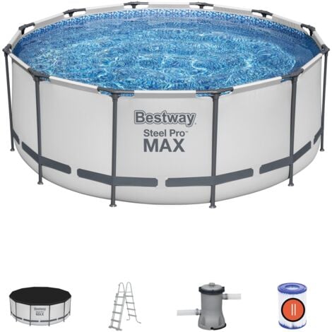 Piscine Hors-sol Tubulaire Bestway Steel Pro Max 366x122 cm Épurateur à Cartouche de 2 006 L/H Bâche et Échelle