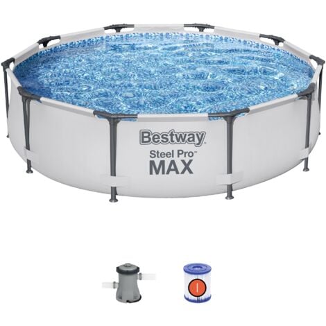 Piscine hors-sol tubulaire BESTWAY Steel Pro Max™ - 305 x 76 cm - Ronde (avec filtre à cartouche et pompe de filtration)
