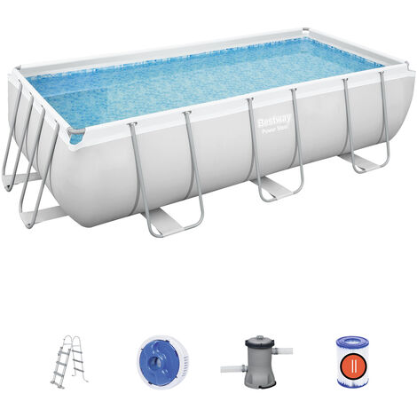 Outsunny - Piscine tubulaire hors sol rectangulaire cadre en métal avec  filtre 292L x 190l x 75H cm gris