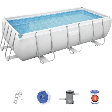 Piscine hors-sol tubulaire BESTWAY Power Steel 404x201x100 cm Épurateur à Cartouche de 2 006 L/H Échelle