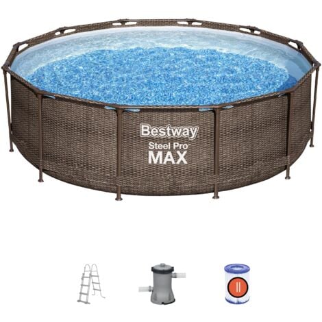 Piscine hors-sol tubulaire BESTWAY Steel Pro Max - 366x100cm - Épurateur à Cartouche de 2 006 L/H + Échelle