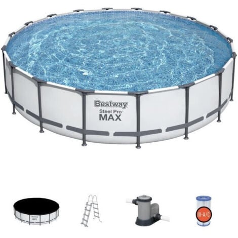 Piscine Hors-sol Tubulaire Bestway Steel Pro Max 549x122 cm Épurateur à Cartouche de 5 678 L/H Bâche et Échelle