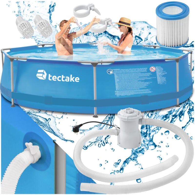 Piscine tubulaire ronde ø 300 x 76 cm - piscinette tubulaire, piscine hors-sol, piscine autoportée - bleu