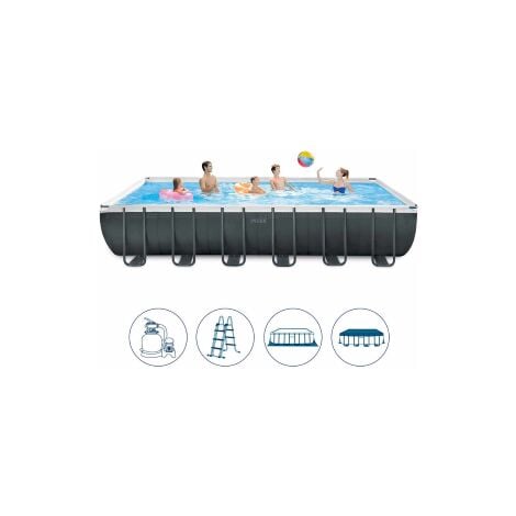 Kit piscine INTEX graphite rectangulaire tubulaire 4x3x1,24m