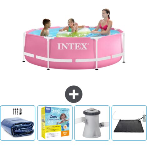 Piscine Intex Cadre Rond - 244 x 76 cm - Rose - Incluse Accessoire CB11