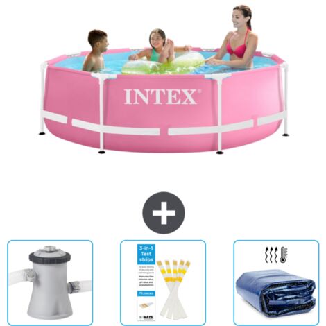Piscine Intex Cadre Rond - 244 x 76 cm - Rose - Incluse Accessoire CB74
