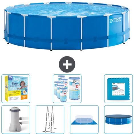 Piscine Intex cadre rond - 457 x 122 cm - Bleu -  Comprend des Accessoires CB48