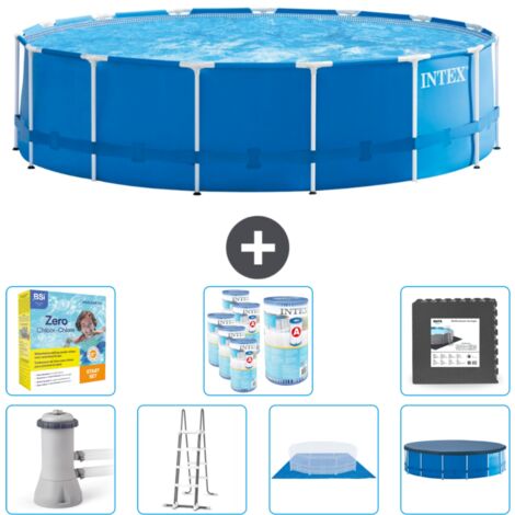 Piscine Intex cadre rond - 457 x 122 cm - Bleu -  Comprend des Accessoires CB49
