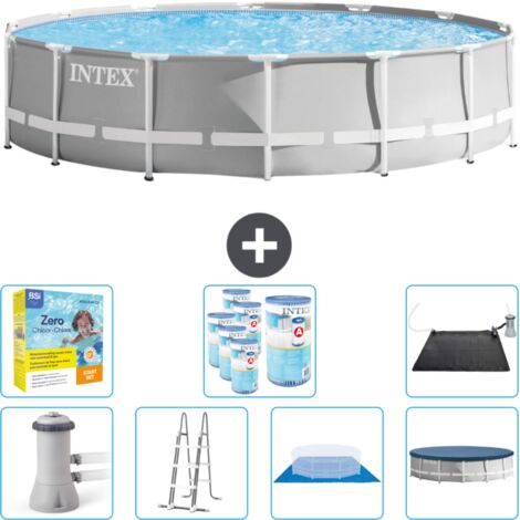 Piscine Intex Round Prism Frame - 427 x 107 cm - Grise - Comprend des Accessoires CB50