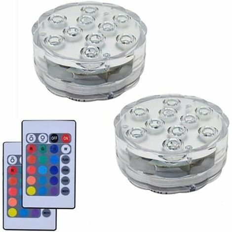 Piscine Lumière RGB LED Ampoule Télécommande Sous-Marin Couleur Vase Décor Bouton de Plongée Lumière Aquarium Light Lampes de Réservoir de Poisson (Couleur : Blanche)