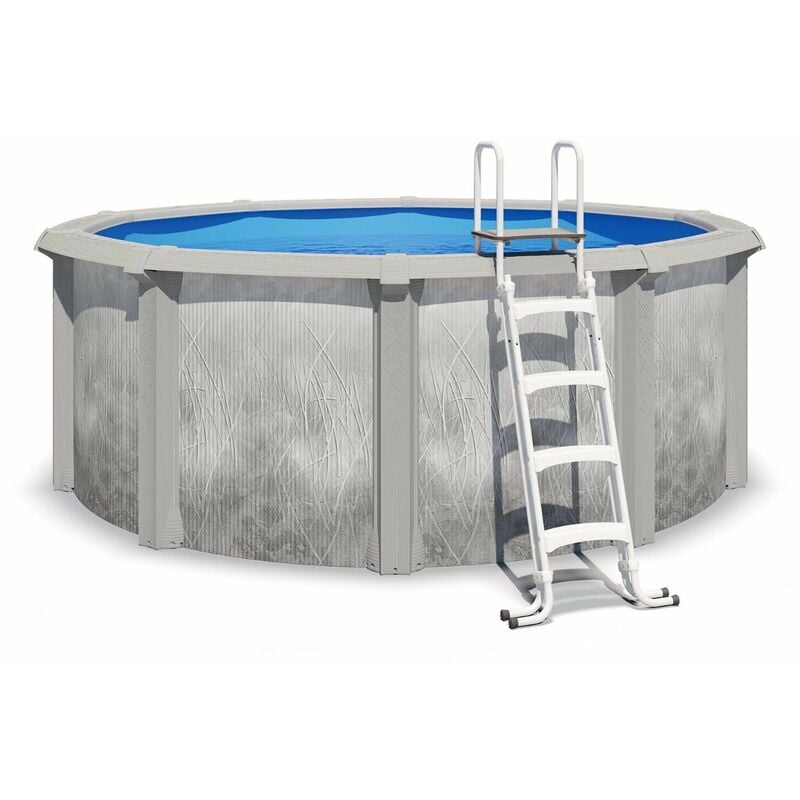 Trigano - Piscine hors sol acier et résine ronde ø 3,65 x 1,32 m gris dégradé liberty