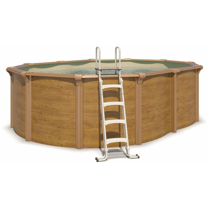 M&s - Piscine hors sol acier ovale 4,90 x 3,65 x 1,32 m aspect bois osmose