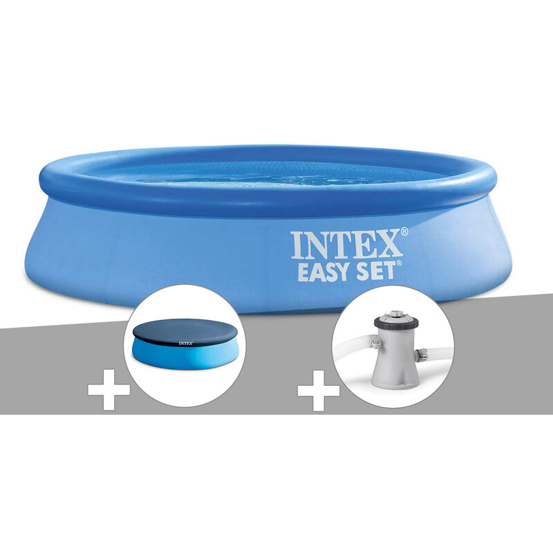 Kit piscine autoportée Intex Easy Set 2,44 x 0,61 m + Bâche de protection + Épurateur à cartouche