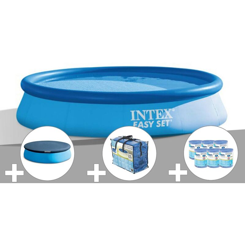 Kit piscine autoportée Intex Easy Set 3,66 x 0,76 m + Bâche de protection + Bâche à bulles + 6 cartouches de filtration