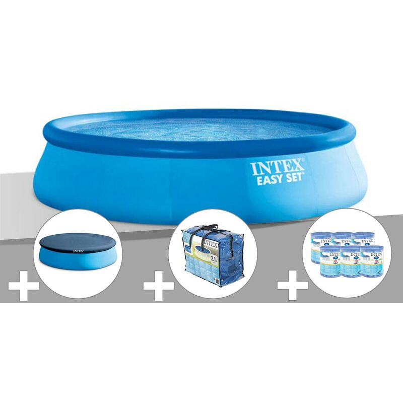 Kit piscine autoportée Intex Easy Set 3,96 x 0,84 m + Bâche de protection + Bâche à bulles + 6 cartouches de filtration