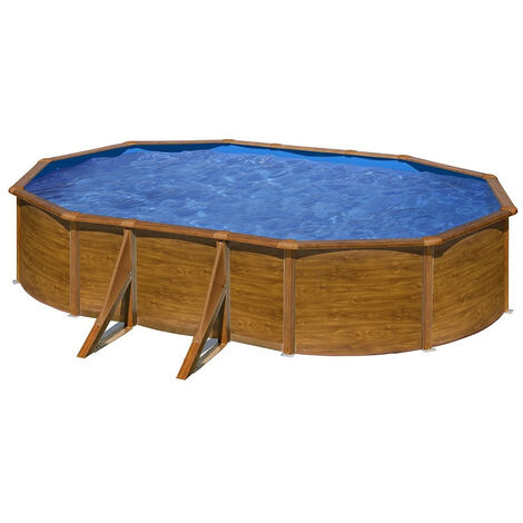 Piscine acier Pacific - Imitation bois - Ovale - 7,30 m x 3,75 m x 1,20 m