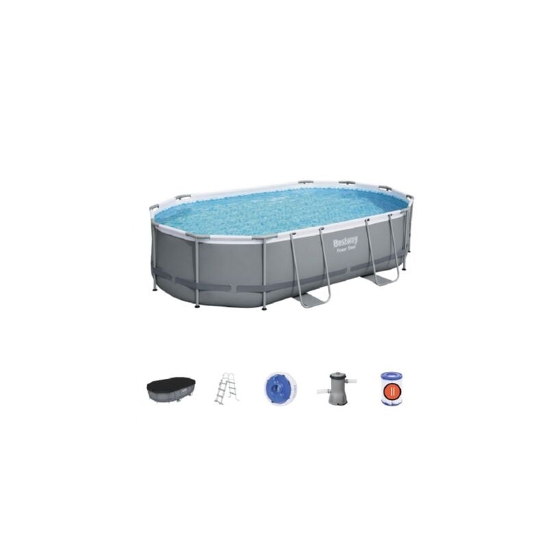 56448 Steel Pro max piscine ovale hors sol 488x305x107 cm avec cadre pompe filtre e'chelle et bache - Bestway