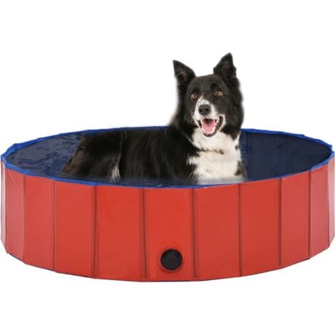 Piscine pliable pour chien, piscine pour chien en plastique dur, baignoire  pliable antidérapante pour grands chiens et enfants (63 x 12 pouces, bleu)