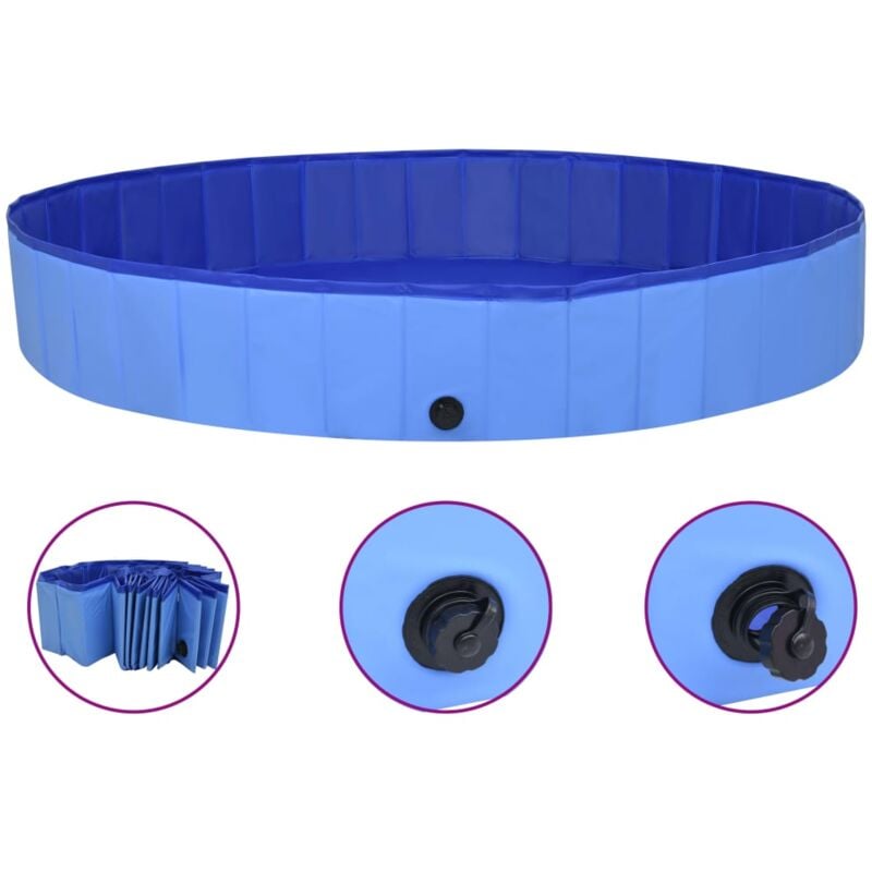 Piscine pliable pour chiens Bleu 200x30 cm pvc
