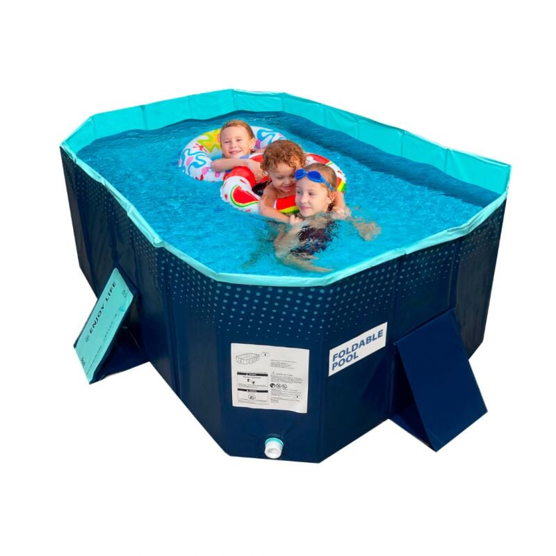 Venteo - Piscine pliable Piscine d'été portable pour enfant - Maille en fibre de polyester - Pour l'intérieur et l'extérieur - Bleu - Installation