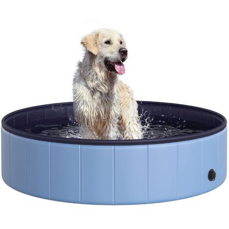 Piscine pliante pour chiens Chats Ø120x30 cm Baignoire portable pour animaux PVC antidérapant Multiples usages pour l’intérieur et l’extérieur bleu