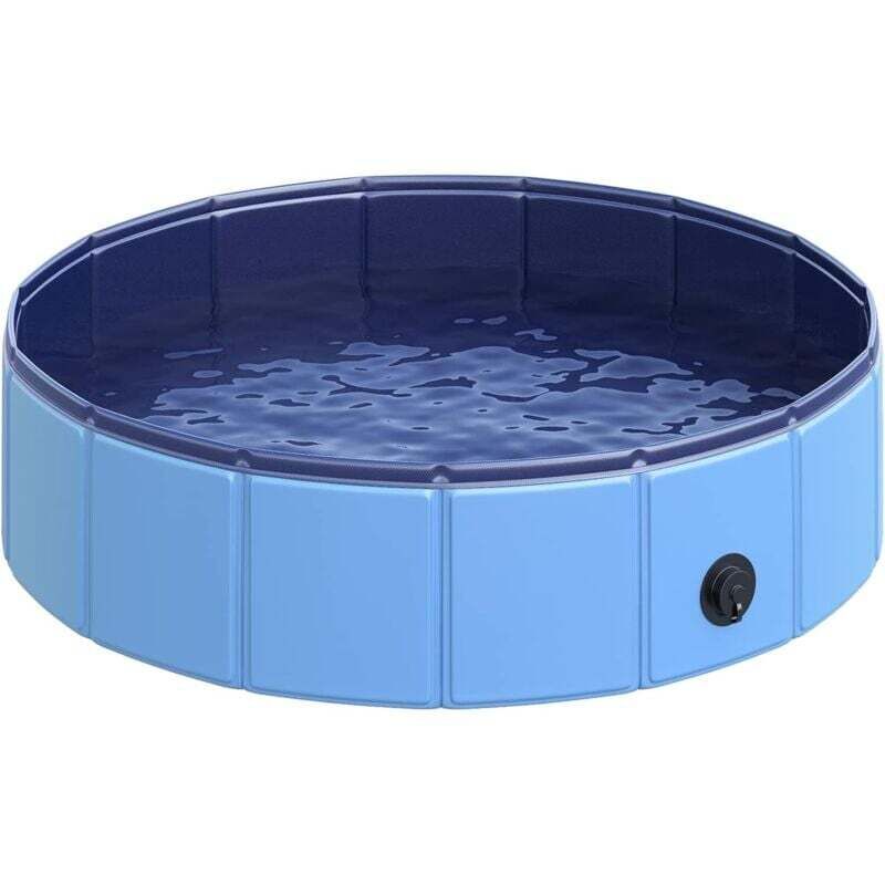 Piscine pour Chien Bassin PVC Pliable Anti-Glissant Facile à Nettoyer diamètre 80 Hauteur 20 cm Bleu