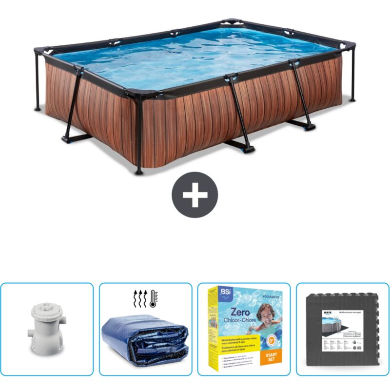 Piscine rectangulaire à ossature bois exit - 300 x 200 x 65 cm - Comprend des Accessoires CB10