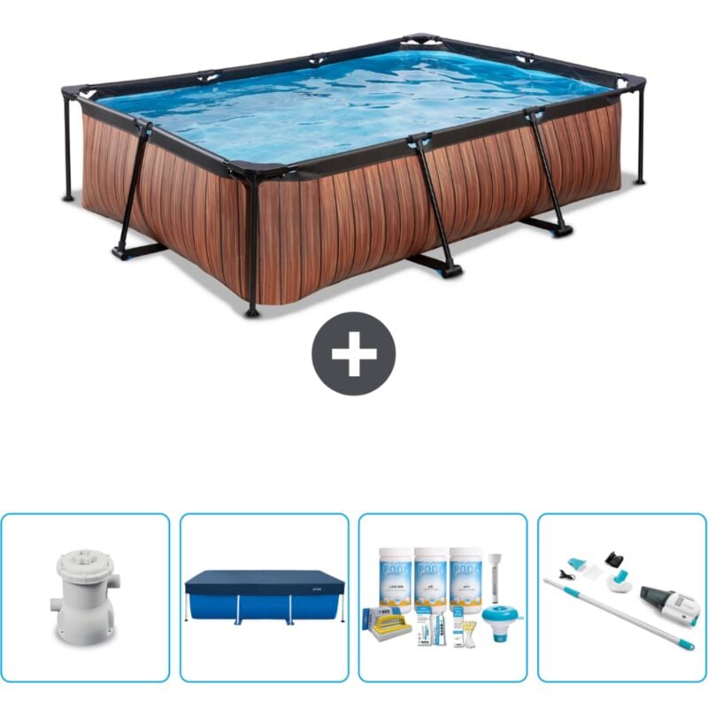 Exit Toys - Piscine rectangulaire à ossature bois exit - 300 x 200 x 65 cm - Comprend des Accessoires CB5