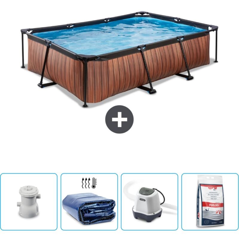 Exit Toys - Piscine rectangulaire à ossature bois exit - 300 x 200 x 65 cm - Comprend des Accessoires CB54