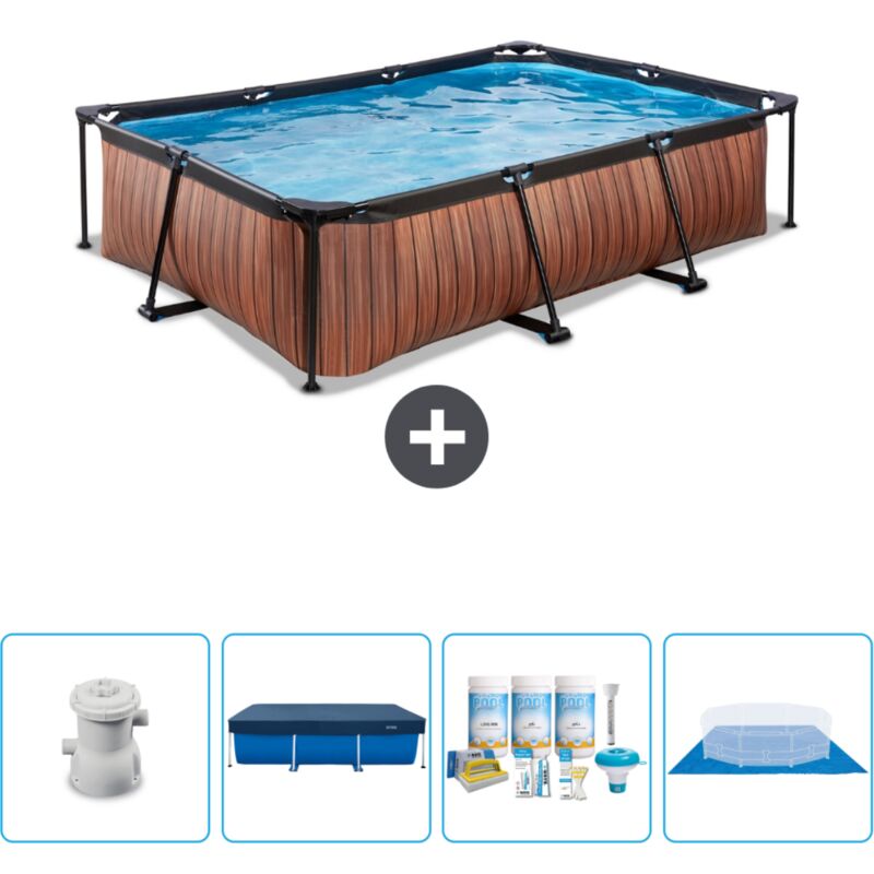 Piscine rectangulaire à ossature bois EXIT - 300 x 200 x 65 cm - Comprend des Accessoires CB59