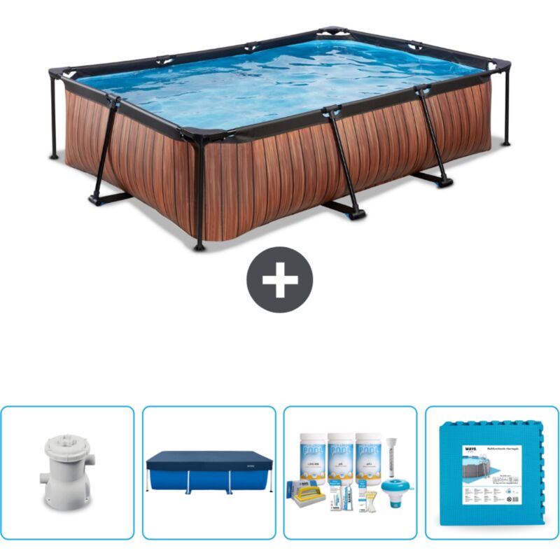 Piscine rectangulaire à ossature bois exit - 300 x 200 x 65 cm - Comprend des Accessoires CB60
