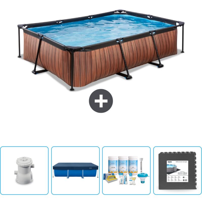 Piscine rectangulaire à ossature bois exit - 300 x 200 x 65 cm - Comprend des Accessoires CB61