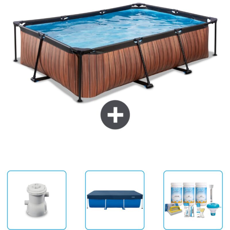 Exit Toys - Piscine rectangulaire à ossature bois exit - 300 x 200 x 65 cm - Comprend des Accessoires CB63