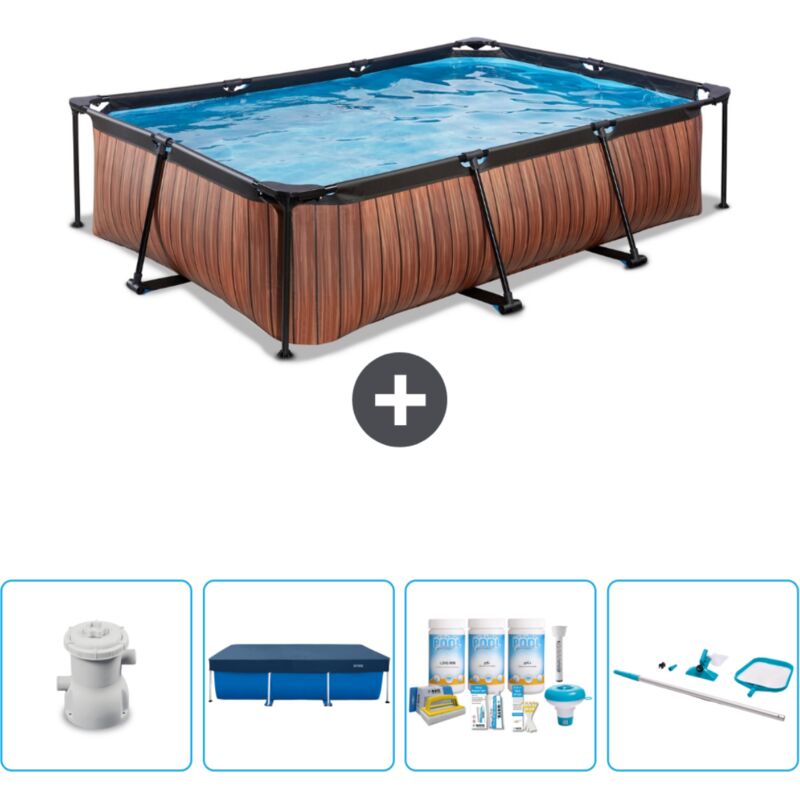 Piscine rectangulaire à ossature bois exit - 300 x 200 x 65 cm - Comprend des Accessoires CB65