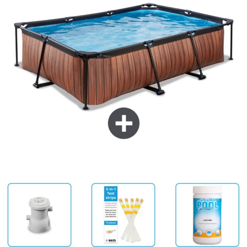 Piscine rectangulaire à ossature bois exit - 300 x 200 x 65 cm - Comprend des Accessoires CB73