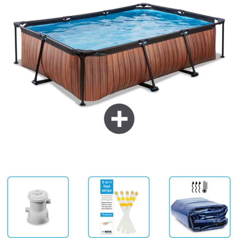 Piscine rectangulaire à ossature bois exit - 300 x 200 x 65 cm - Comprend des Accessoires CB74
