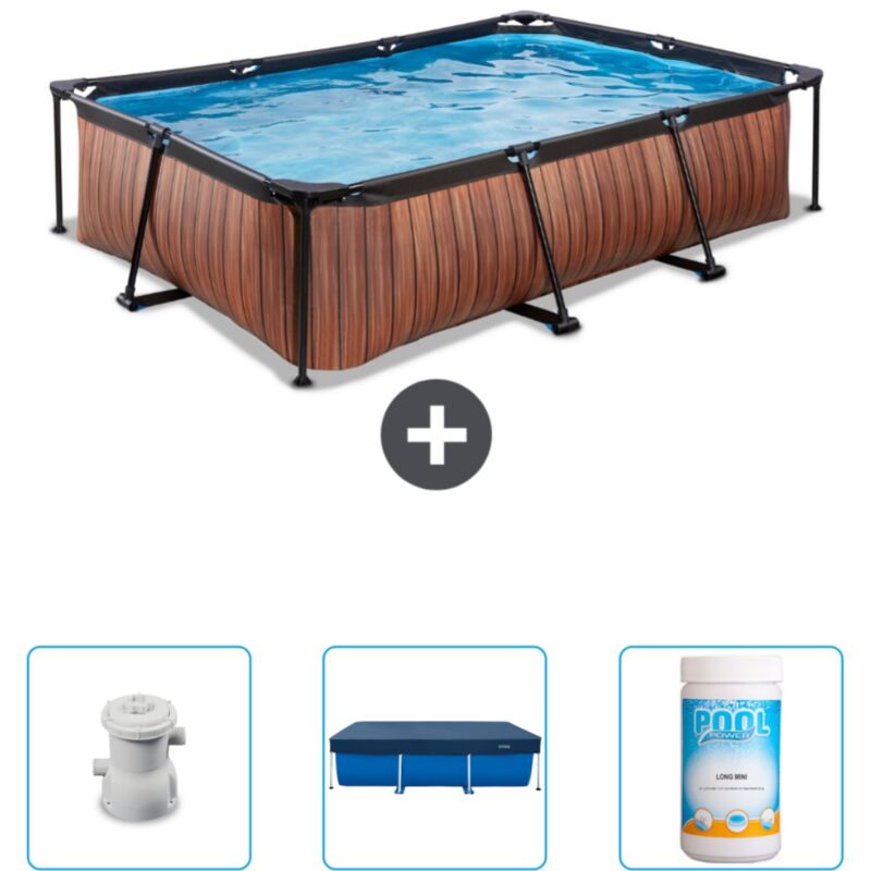 Piscine rectangulaire à ossature bois exit - 300 x 200 x 65 cm - Comprend des Accessoires CB75