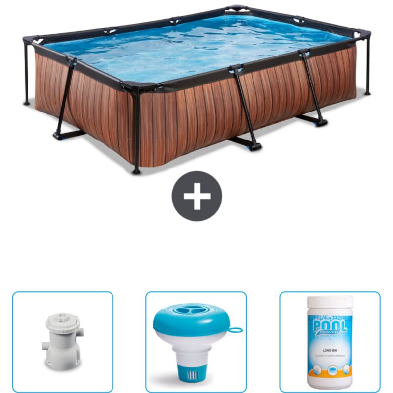 Piscine rectangulaire à ossature bois exit - 300 x 200 x 65 cm - Comprend des Accessoires CB77