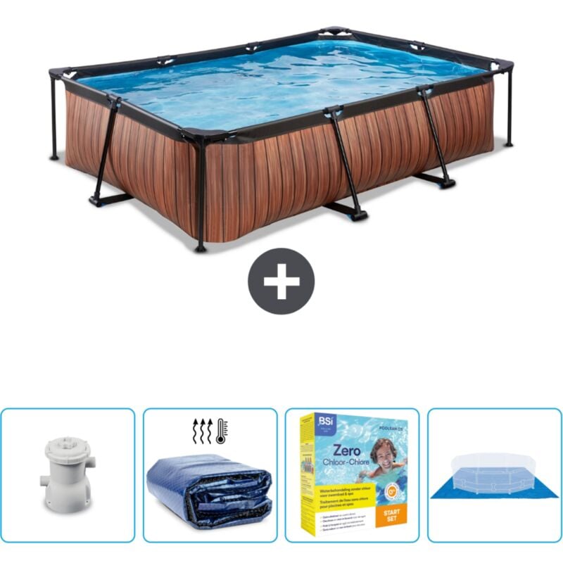 Piscine rectangulaire à ossature bois EXIT - 300 x 200 x 65 cm - Comprend des Accessoires CB8
