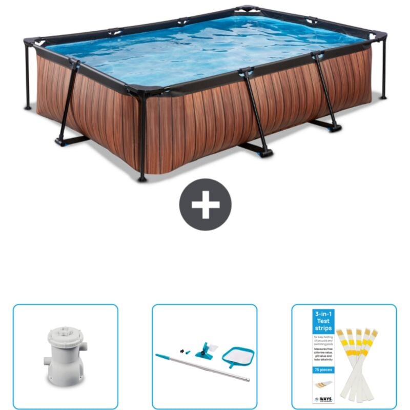 Piscine rectangulaire à ossature bois exit - 300 x 200 x 65 cm - Comprend des Accessoires CB82