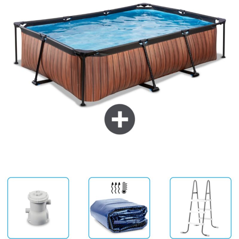 Piscine rectangulaire à ossature bois exit - 300 x 200 x 65 cm - Comprend des Accessoires CB83