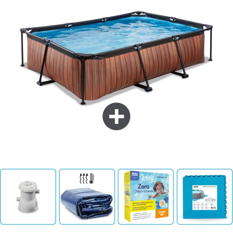Exit Toys - Piscine rectangulaire à ossature bois exit - 300 x 200 x 65 cm - Comprend des Accessoires CB9