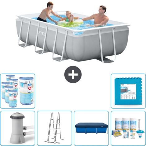 Piscine rectangulaire Intex - 300 x 175 x 80 cm - Grise - Comprend des Accessoires CB30