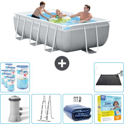 Piscine rectangulaire Intex - 300 x 175 x 80 cm - Grise - Comprend des Accessoires CB38