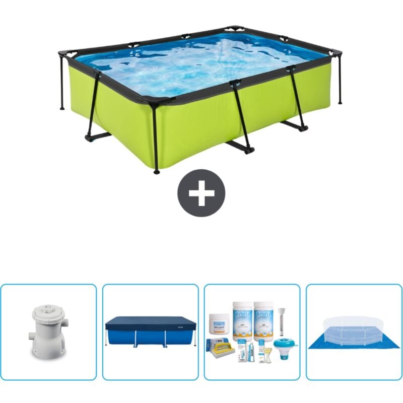 Piscine Rectangulaire Structure Chaux exit - 220 x 150 x 65 cm - Comprend des Accessoires CB1