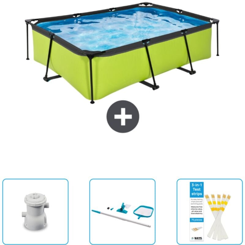 Exit Toys - Piscine Rectangulaire Structure Chaux exit - 220 x 150 x 65 cm - Comprend des Accessoires CB82