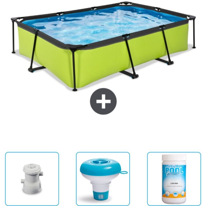 Piscine Rectangulaire Structure Chaux EXIT - 300 x 200 x 65 cm - Comprend des Accessoires CB77