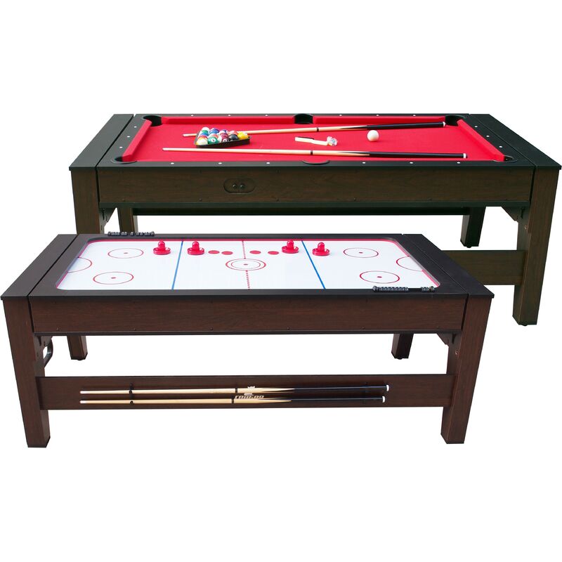 Cougar Table de Billard & Air Hockey Reverso 6ft marron / rouge pour l'intérieur | Accessoires inclus | Table jeu Adulte & Enfant - Noir
