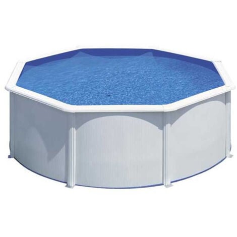 Piscine ronde en acier Gre Fidji 240x120 cm échelle avec plateforme et purificateur de sable 4 000 L/h, coloris blanc