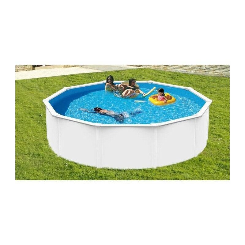 Piscine ronde métal hors sol 3,90 x 1,20m blanc avec filtre a sable SAPHIR TRIGANO